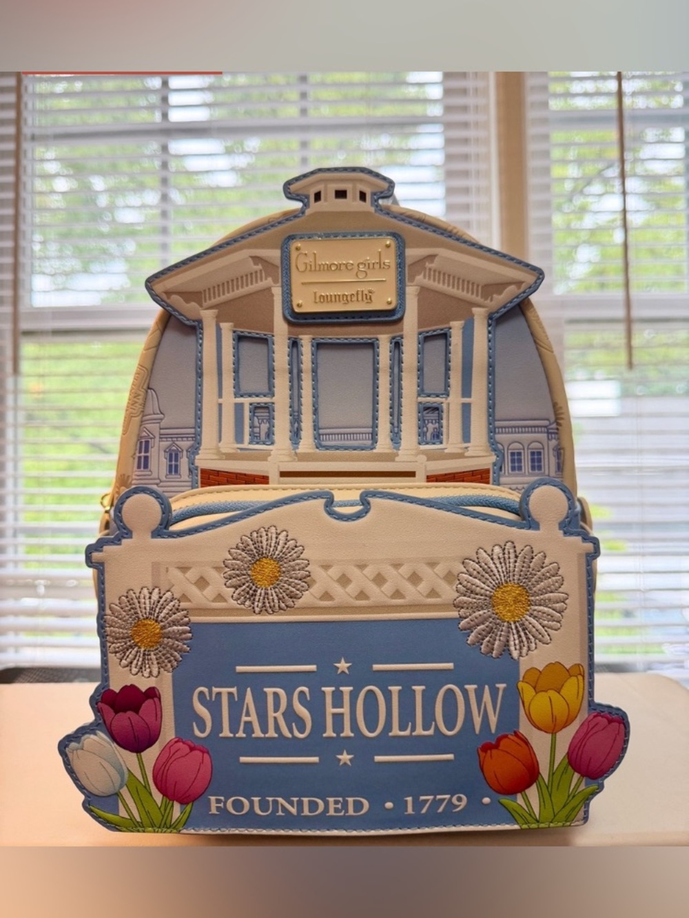 Loungefly Stars Hollow Light Blue White Floral Backpack